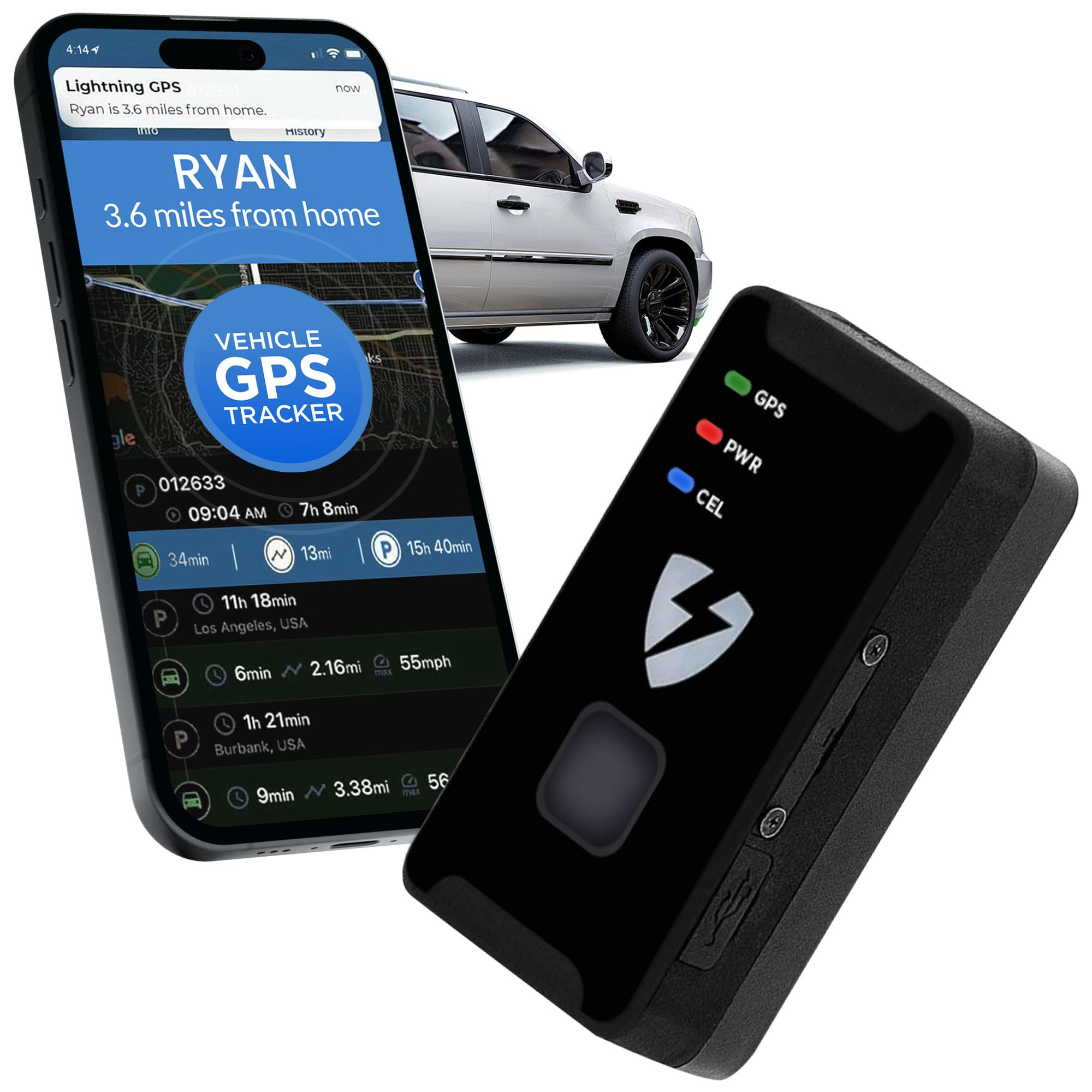 Lightning GPS GL300 GPS Tracker for Vehicles – Real-Time Location Tracking, Anti-Theft & Fleet Management, Speed & Mileage Monitoring, Wireless Hidden