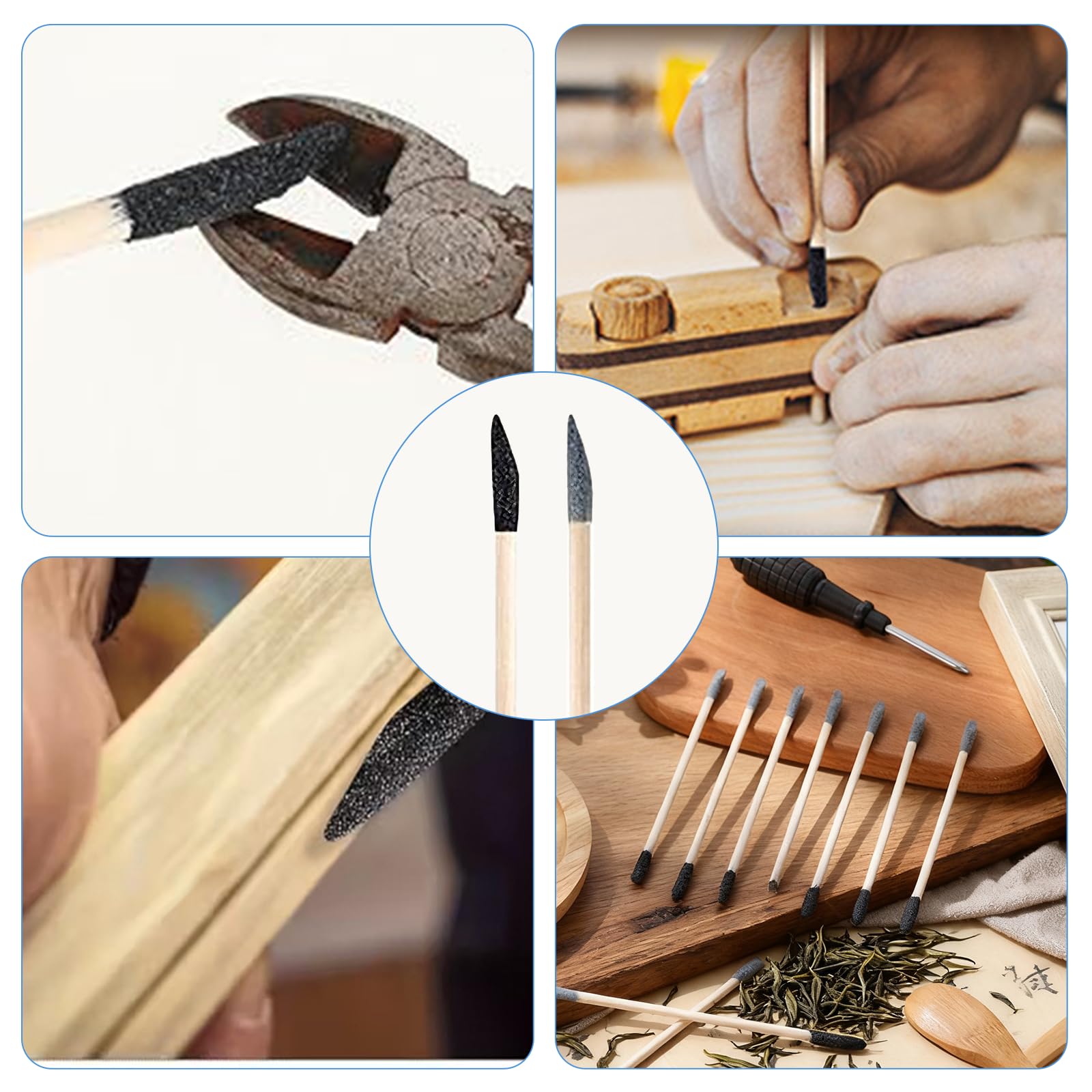 50 Pezzi Bastoncini Abrasivi a Doppia Estremità Testa Nera 150# Testa Grigia 280# Ramoscelli di Levigatura per Dettagli Fini per Abrasivi per Modellismo Lavorazione del Legno Nail Art