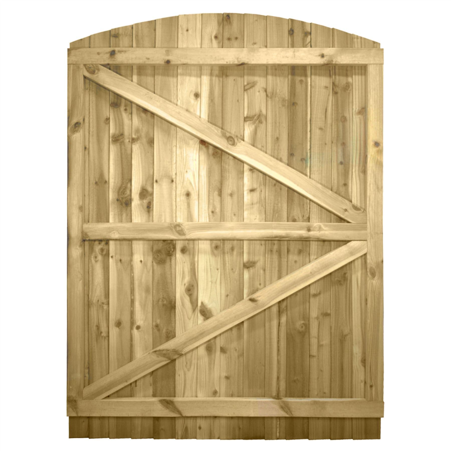 Made to Measure 6ft Wooden Garden Gate, Custom Feather Edge Fully Framed Arch Top Treated Timber Door for Outdoor Pathway Home Access, MAX 180cm High x MAX 135cm Wide