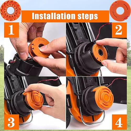 Miniatura 6 de Wa0004 Carrete para bobinas de repuesto Worx Wa0004, carrete de línea de 10 pies 0.065 pulgadas para cuerda Worx Weed Eater, carrete de línea de