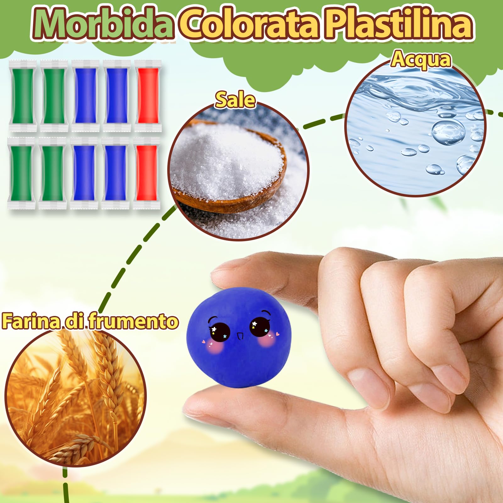 VBACALA Set di Plastilina per Bambini-con Plastilina per Dinosauri Stampini e Utensili per Modellare,Kit per Creare Forme di Dinosauri,Giocattolo Educativo per Bambini e Bambine 3 4 5 6+ Anni
