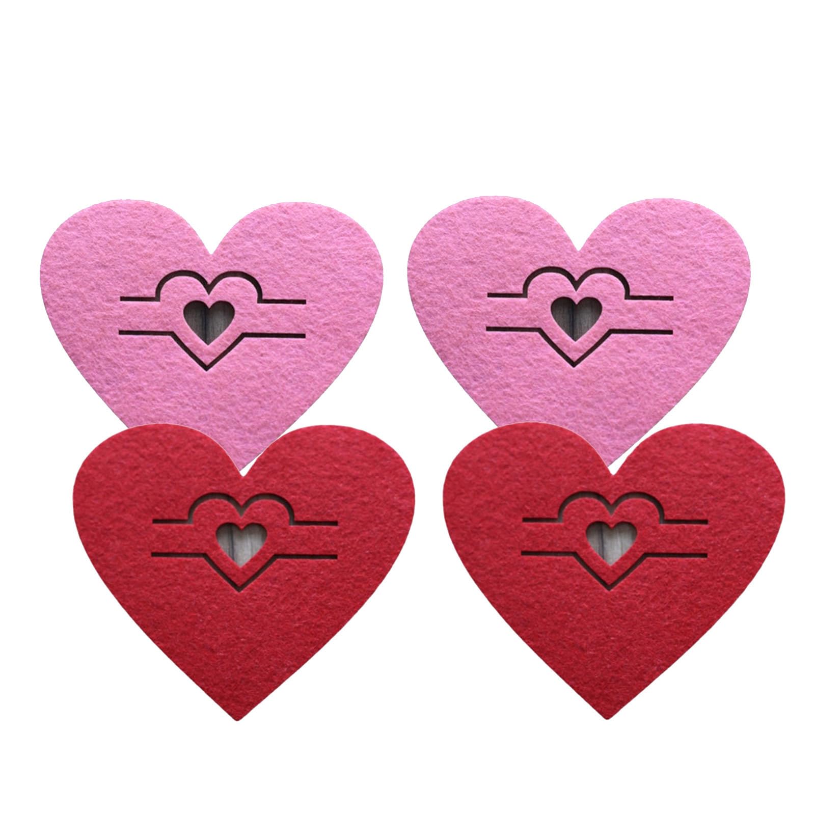 Tsophreniq Of 4 Valentine Themed Heart Silverware Pouches Sturdy Cloth Designs Utensils Holders for Dining Occasion Romance Table Decors