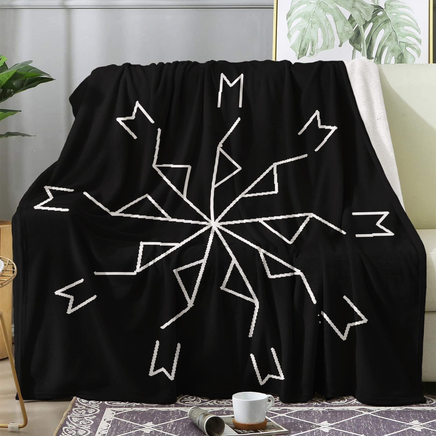 Couverture 2 personnes en flanelle peluche 270 gsm et jeté de canapé avec plaid gothique vortex