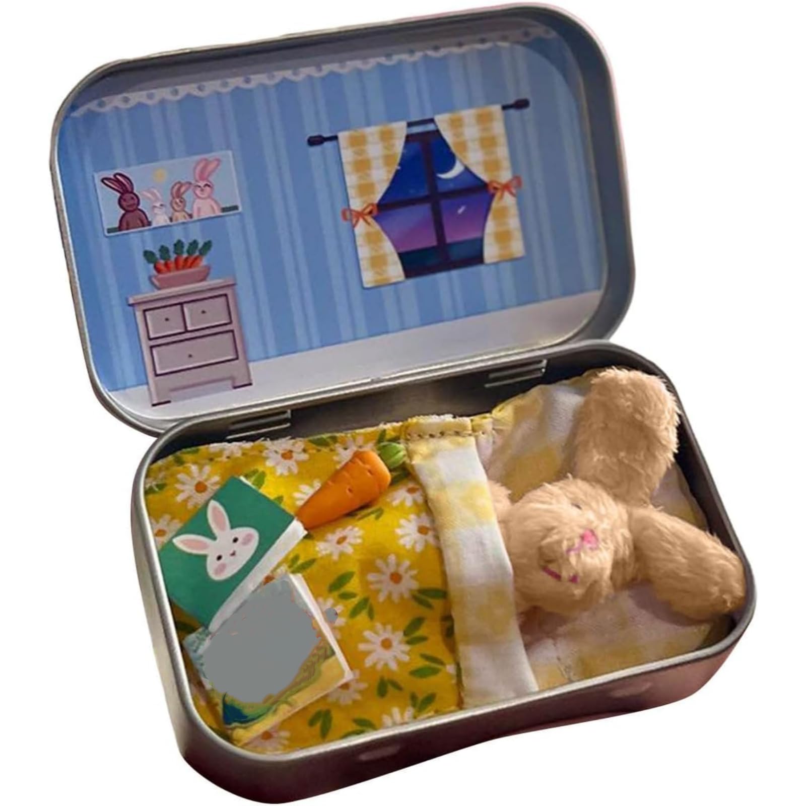 Easter Mini Plush Bunny Play, Little Pocket Bunny, Cute Rabbit Plush Toy in a Tin, Pocket Sized Portable Kids Toy, DIY Pet Rabbit Adoption, Easter Basket Stuffer for Children — image 1