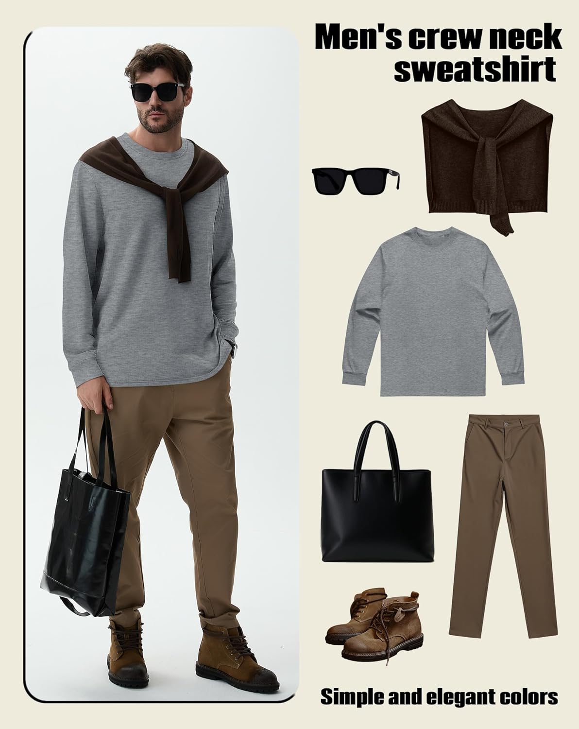 3 Packs Mens Big and Tall Sweatshirts Long Sleeve Crew Neck Pullover Shirts Lightweight Casual Basic Tops - Image 4