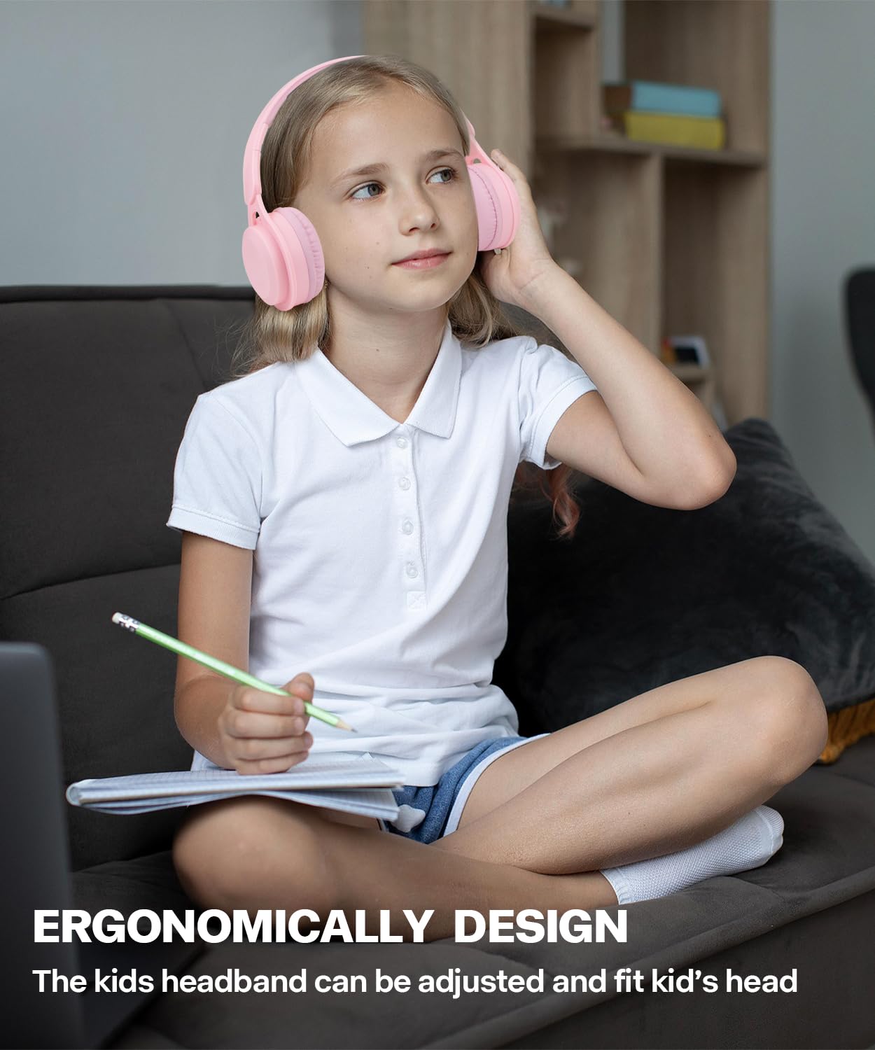 Auriculares Bluetooth para niños, auriculares inalámbricos Bluetooth 5.3 para niños, micrófono integrado, cómodo de llevar y sonido HD, auriculares para niños y niñas, escuela, viajes, iPad,