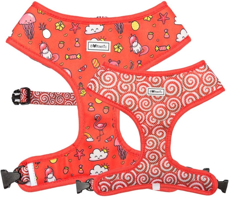Bulltastic Candy Crush Reversible Dog Harness – Reversible, Comfortable, Adjustable, Easy to Clean – Fits Bulldogs, Pugs, and Other Dog…
