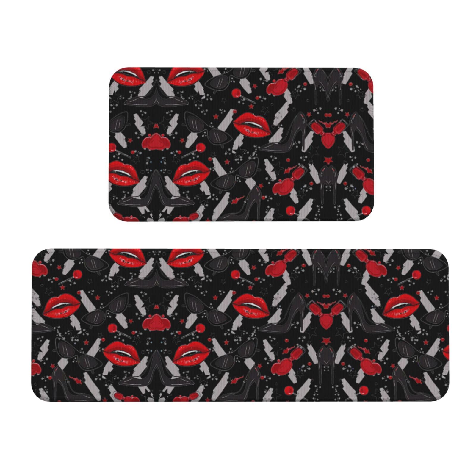 Alfombrillas de cocina para fregadero y lavadero con estampado moderno de labios