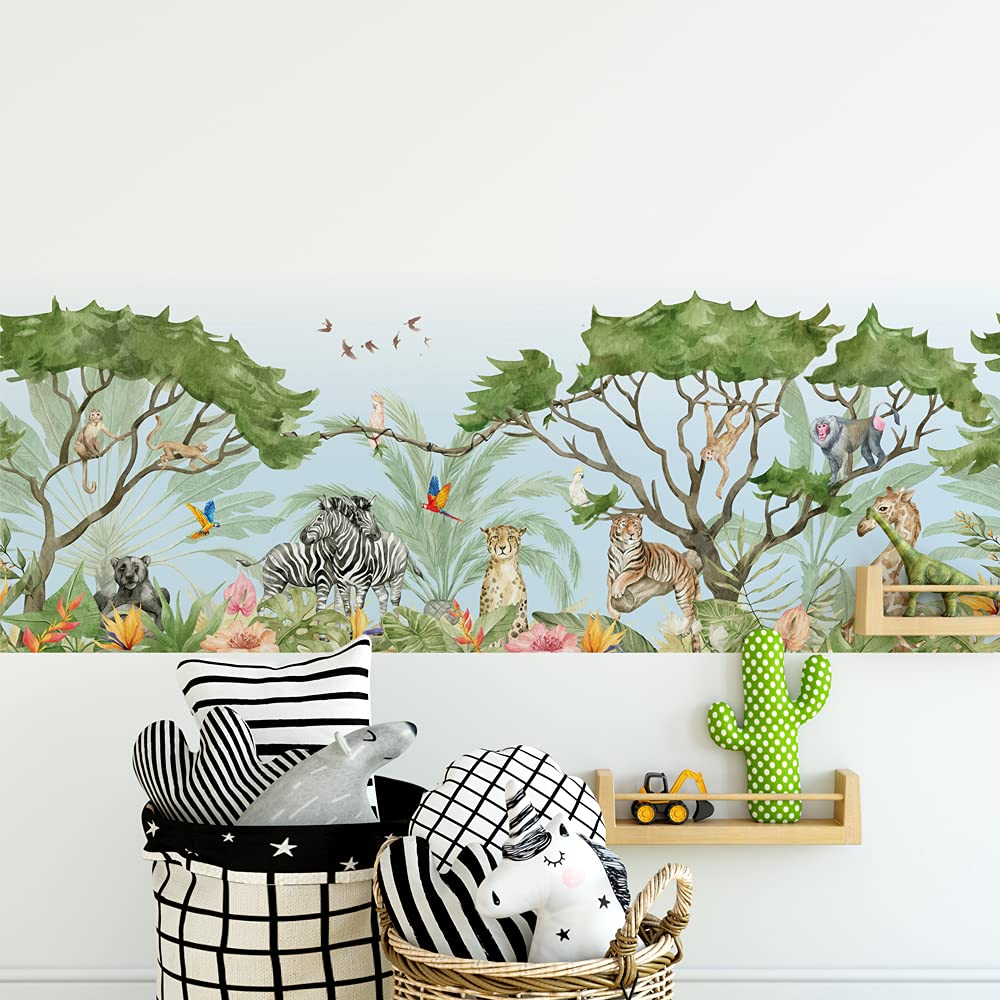 kina - SM0050 Adesivi Murali Fasce per Camerette Bambini - Grafica Savana Greche Protezione e Decorazione Pareti Rivestimento Mobili Tavoli e Armadi 30x130 cm