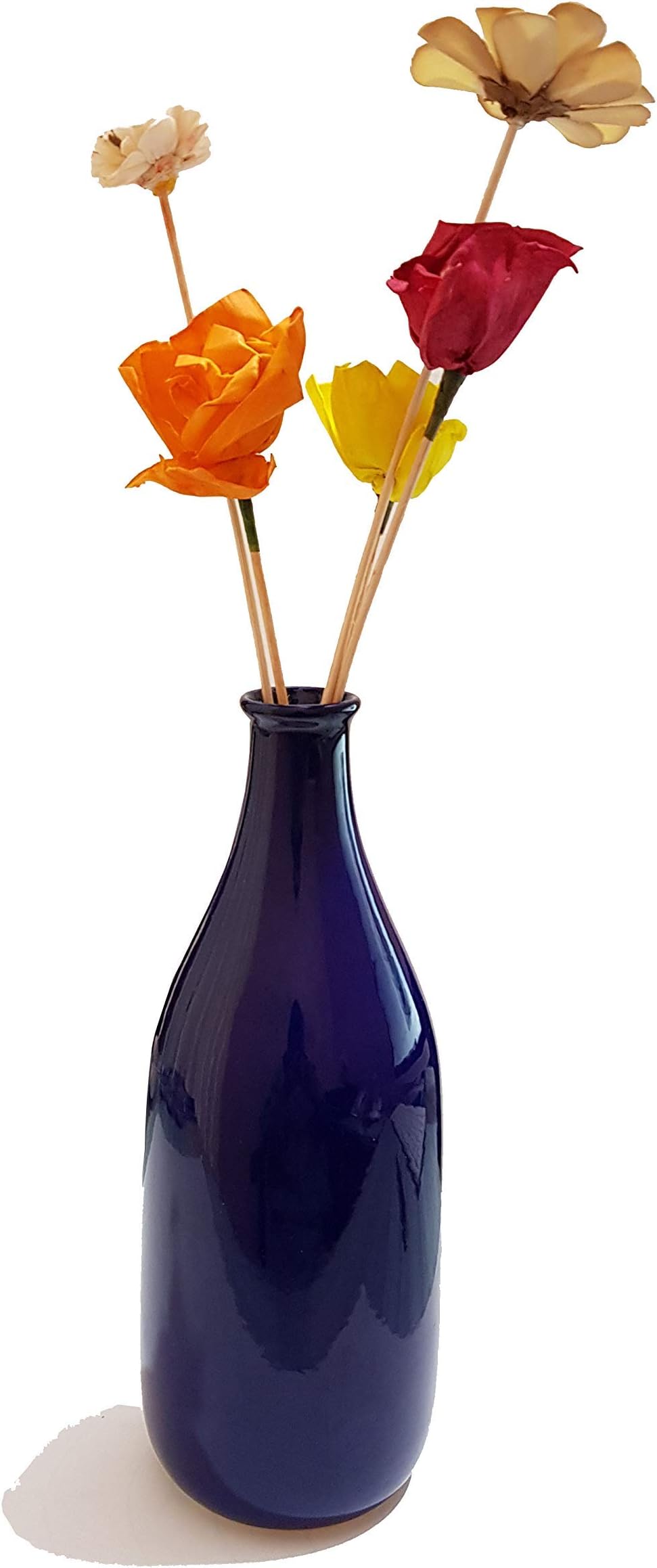 Pure Source India - Ceramic Flower Vase (3.75 X 10.5 Inch, Blue)