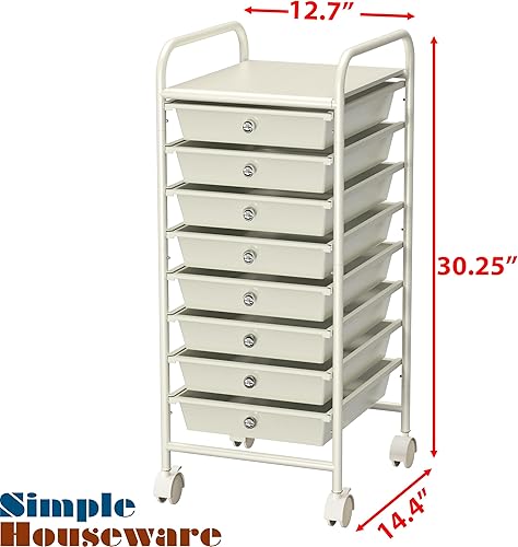 Miniatura 10 de SimpleHouseware - Carrito de almacenamiento con ruedas de 8 cajones cromado