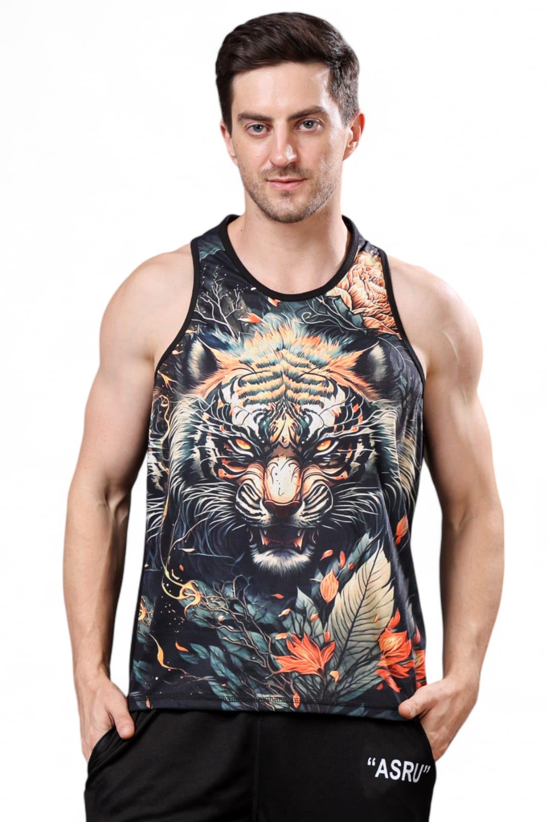 Angry Lion Print Men Vest-image-24