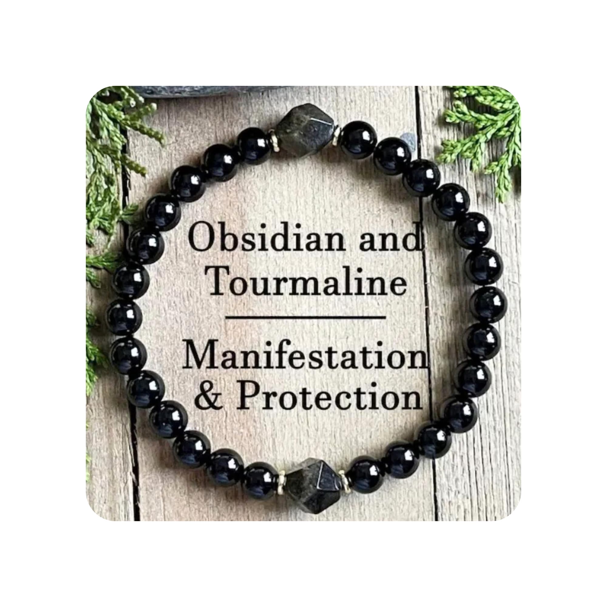 Obsidian & Black Tourmaline Bracelet, Manifestation & Protection Jewelry for Men & Women, Gifts for Christmas, Valentine’s, Birthdays, Anniversary Stocking Stuffers for Men and Women