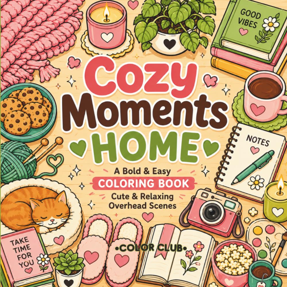 Cozy Moments Home: A Bold and Easy Coloring Book
