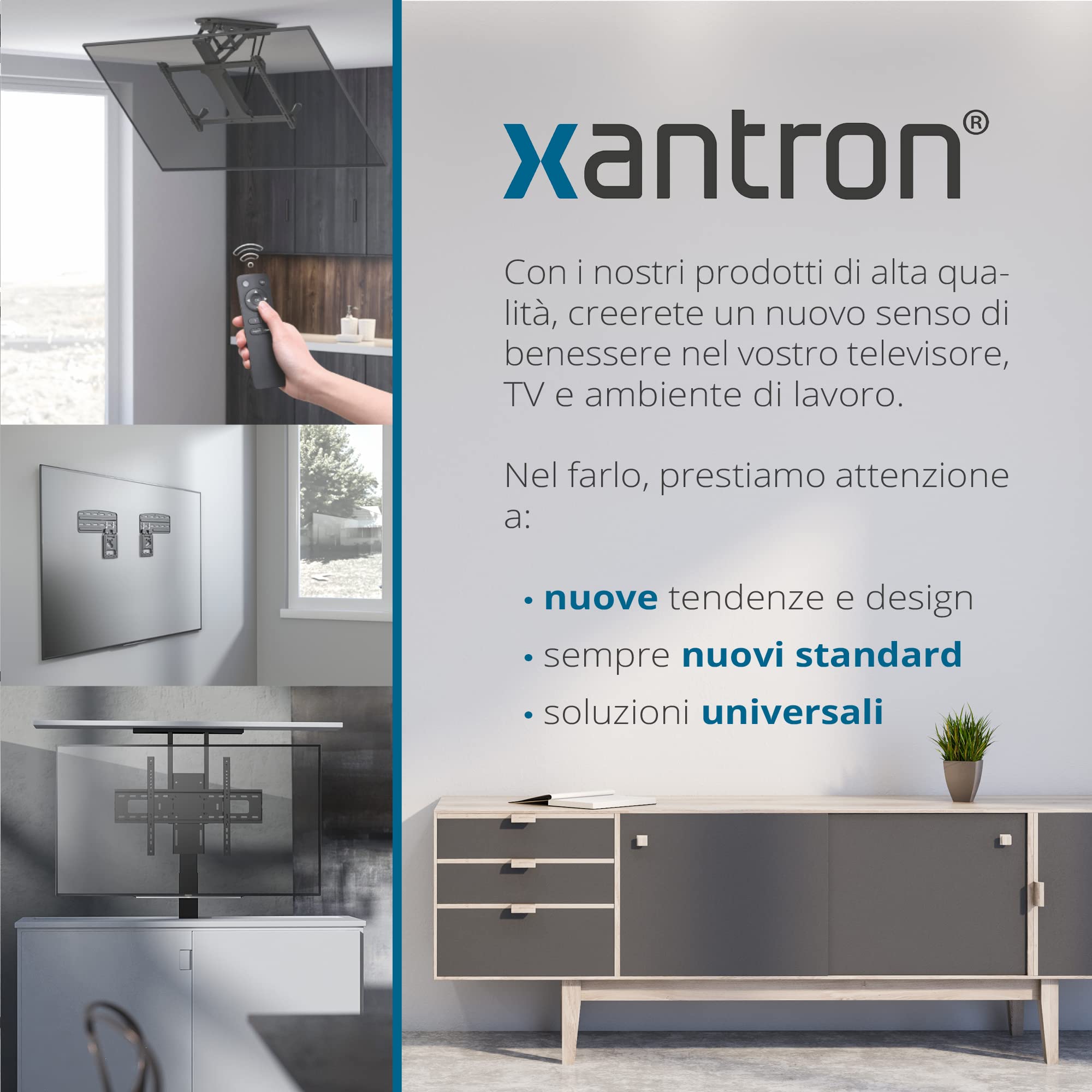 Xantron® ERGOLINE-440B Porta TV girevole inclinabile/Supporto TV muro 23-55 pollici/Staffa TV slim/Braccio tv - incluso materiale di montaggio