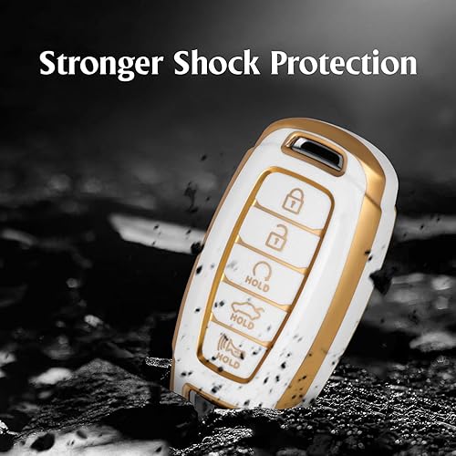 Miniatura 5 de Funda para llavero de TPU suave de 5 botones, compatible con Hyundai Elantra Sel 2023 Palisade Elantra GT Accent Kona Santa Fe Veloster FE (blanco)
