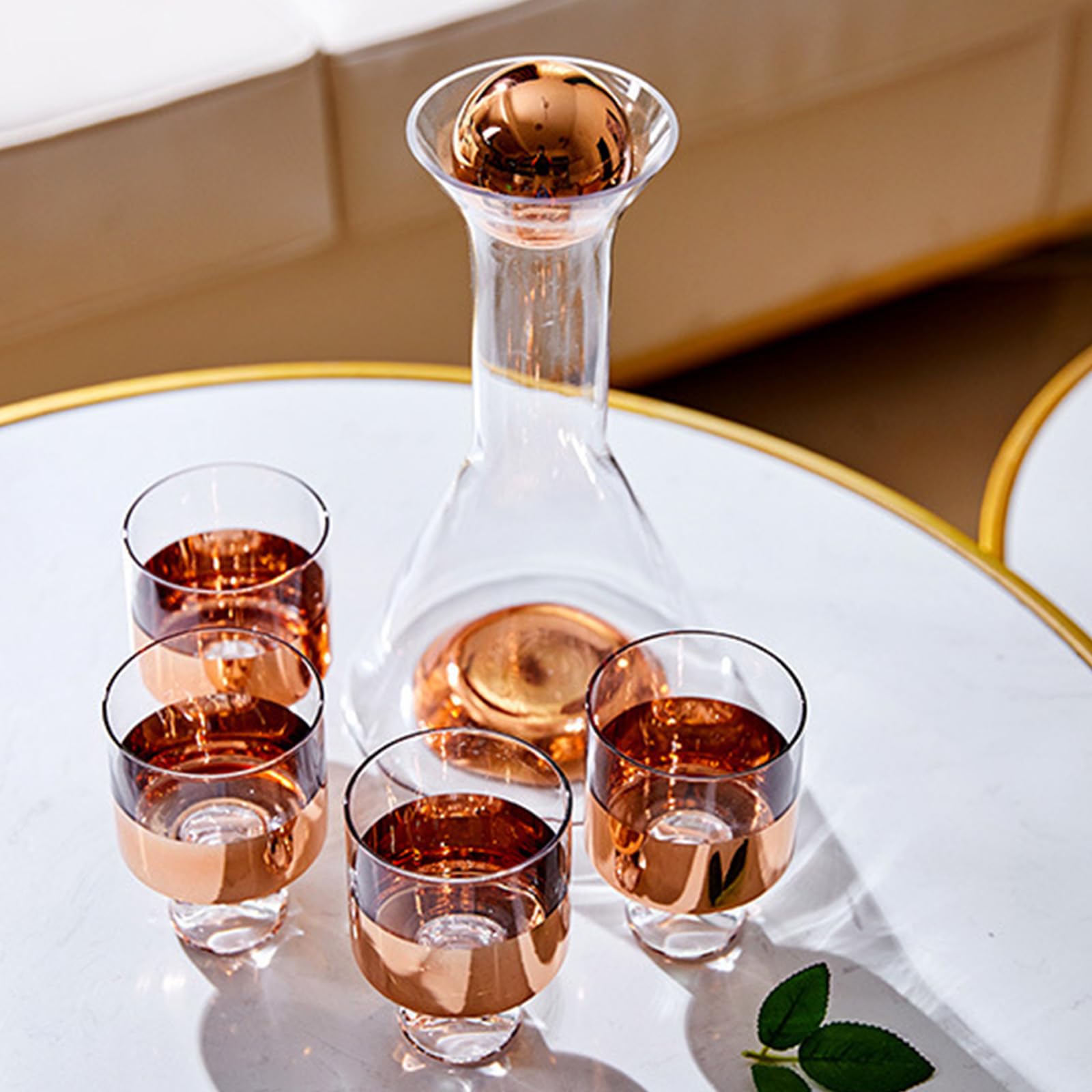 Jarras de agua de vidrio ámbar con resistente al calor para servir bebidas frías, café en casa o en eventos. Dispensador de agua de vidrio resistente al aire libre