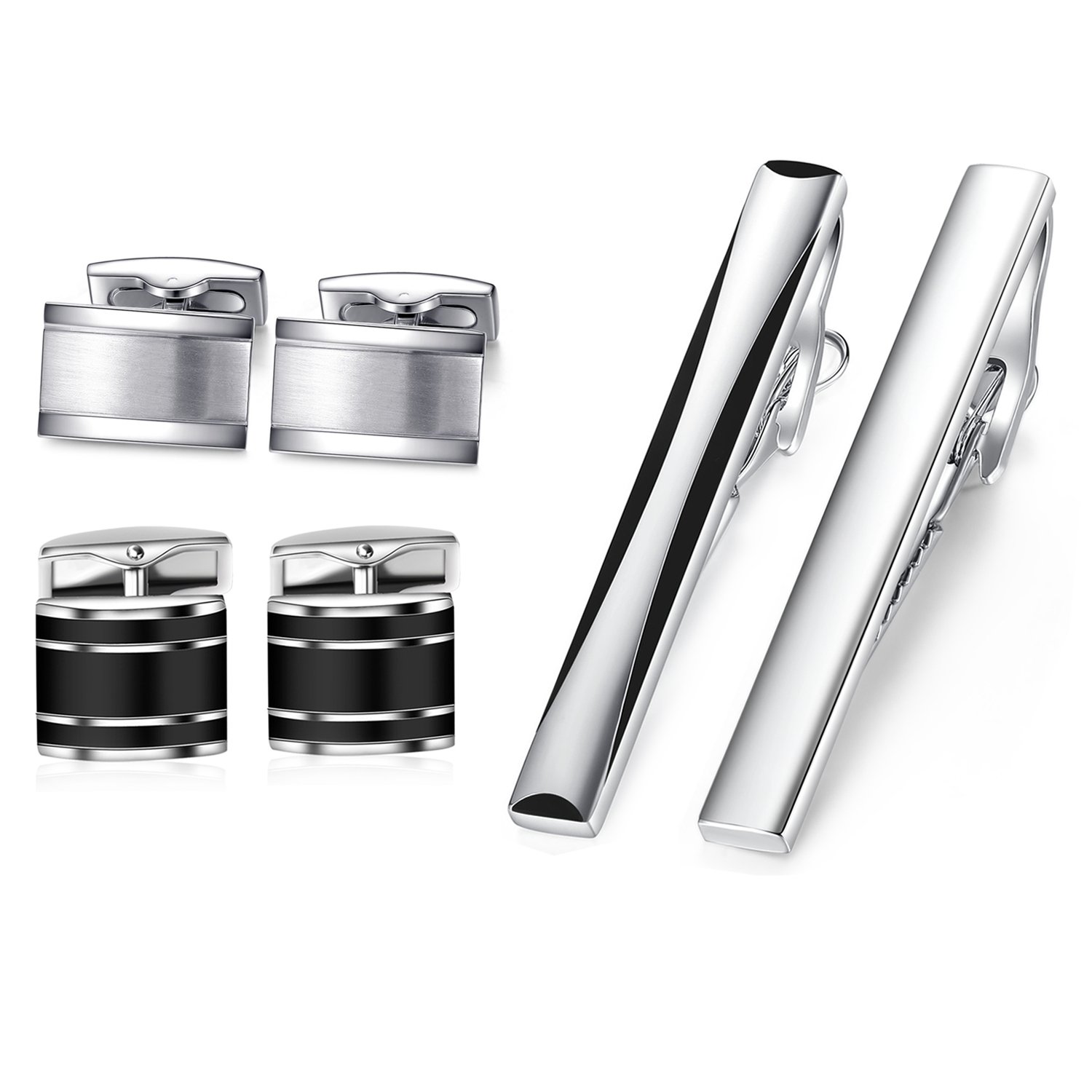 HONEY BEAR Gemelos & clips de corbata para Hombre Camisa - acero inoxidable, Personalizados Para Boda negocio regalo,plata negro