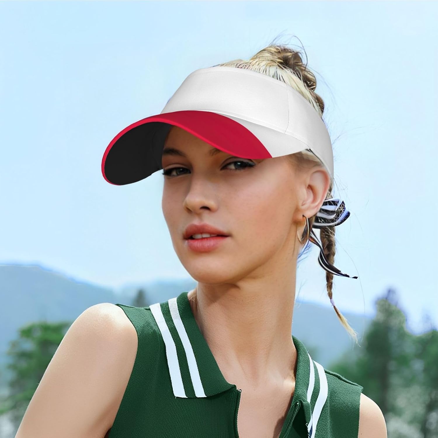 Polish Flag Print Sports Sun Visor Men Women Lightweight Cooling Stretchy Visor Hat for Running, Tennis, Golf Black