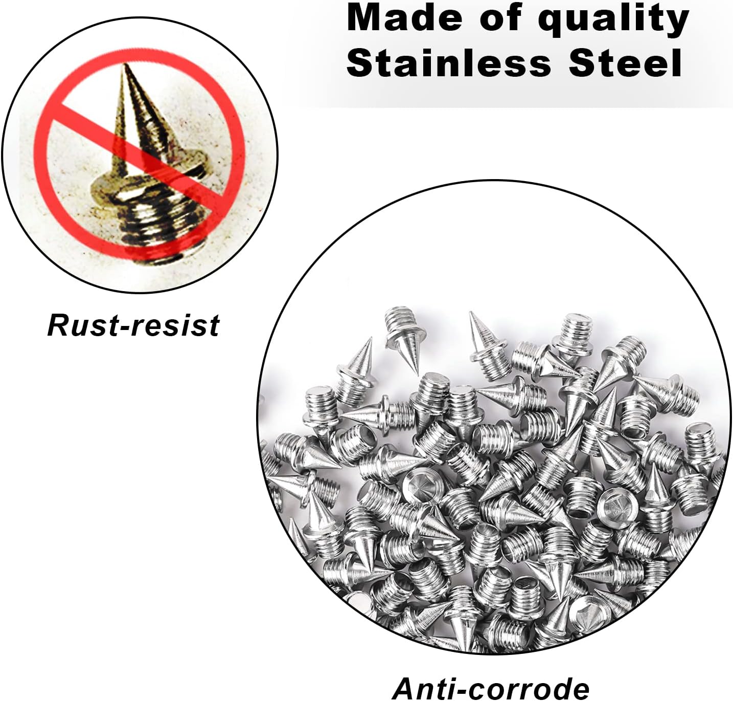 TOYMIS 120pcs 1/4 Inch Track Spikes, Steel Pyramid Spikes with Spike