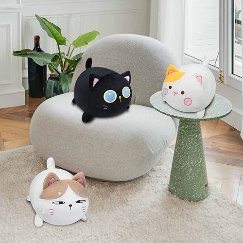 Miniatura 5 de Fortuning's JDS Peluche de gato naranja de 19.6 pulgadas, animal de peluche de gato gordo, juguete de peluche suave para niños, almohada de felpa de