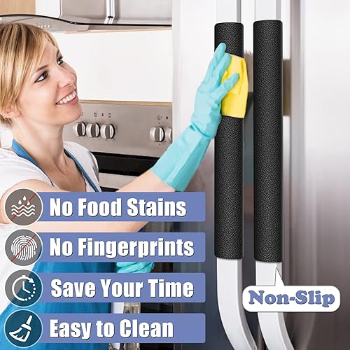 Miniatura 3 de Fundas para manijas de refrigerador, 5 piezas, fundas de cuero para manijas de electrodomésticos de cocina, mantienen tu refrigerador, microondas,