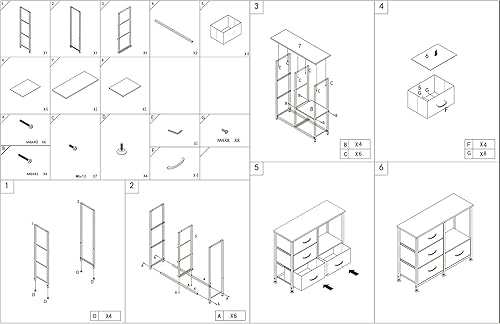 Miniatura 7 de AZL1 Life Concept Torre de almacenamiento con estantes, organizador de armario de 4 cajones, mesita de noche, contenedores de tela, armario
