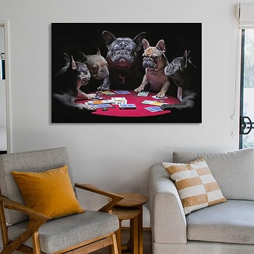 Miniatura 6 de House of French Bulldogs Dogs Playing Poker Póster Pintura Decorativa Lienzo Arte de Pared Pósters de Sala de Estar Dormitorio Pintura 16 x 24