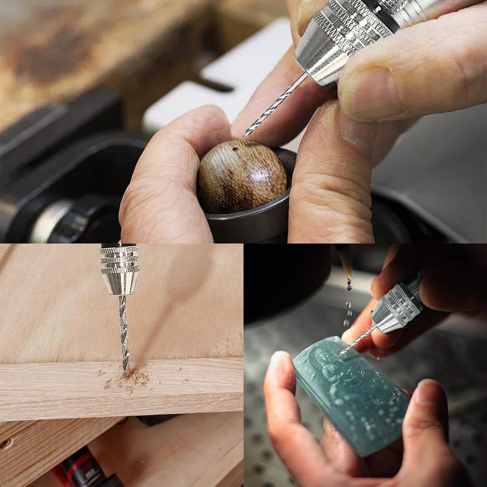 Kit De Perçage Manuel, Mini Perceuse À Étau Pour Moules En Résine, Perceuse De Bricolage Avec Mèches Hélicoïdales De 0.8-3Mm, Petite Perceuse Manuelle Pour L'Artisanat, La Sculpture, Le Modélisme