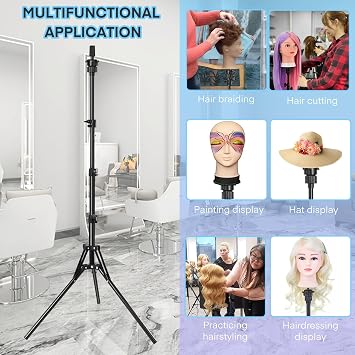 Wig Stand Tripod with Carry Bag, Adjustable Mannequin Head Stand