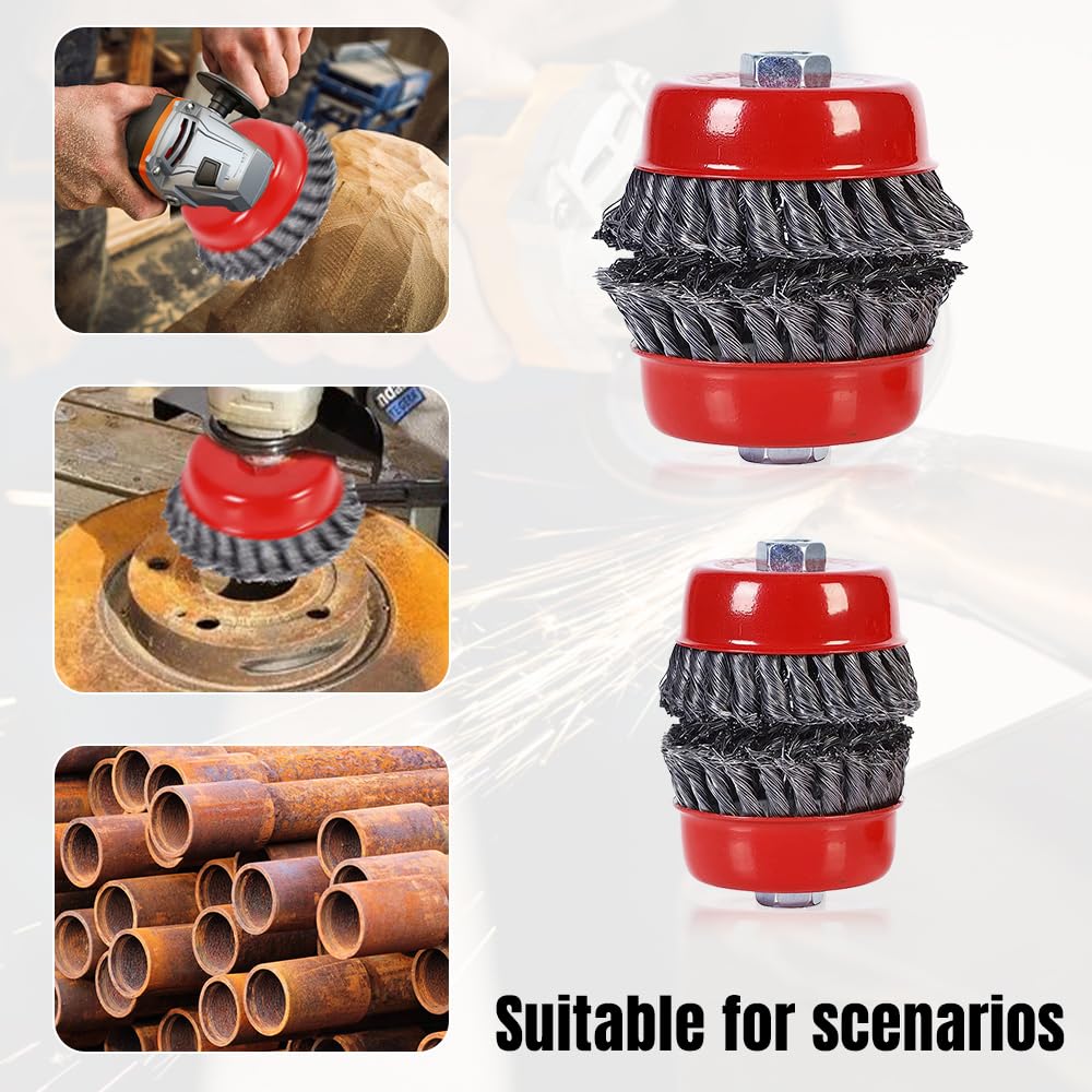 Spazzole Per Smerigliatrice Angolare | Set 4 Pezzi | Ø 75 Mm E 100 Mm | Per Rimuovere Ruggine E Vernice - Foto 7