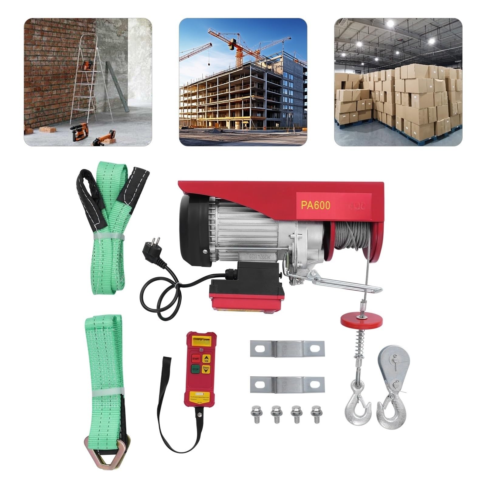 1200 W Elektro-Hebezeug, 600 Kg, Kabellose Steuerung, Elektrische Winde, Elektrischer Blockkran, Hochleistungs-Hebewerkzeug Elektrische Hebezeuge