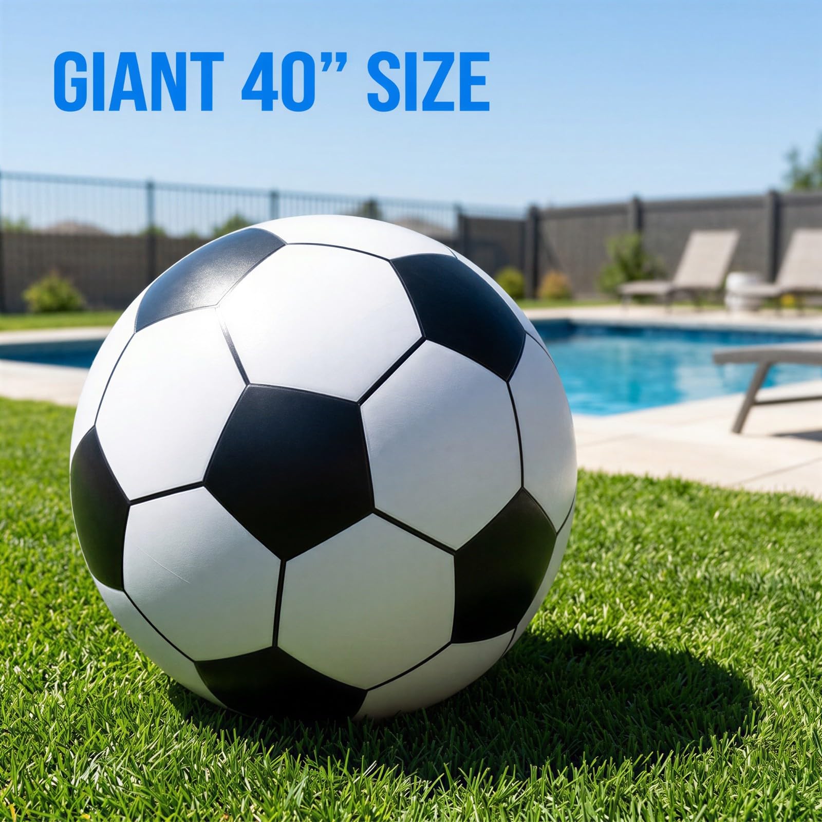 2 STK. aufblasbare Fußbälle, 40 Zoll Jumbo-Strand-PVC-Ball, übergroß für Party, Schule, Kindergarten und Sport, leicht aufzublasen, für Strand, Pool, Garten und Familienspiele