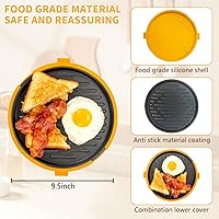Vista 4 de Sartén para microondas de 9.5 pulgadas y bandeja para verduras – Máquina de sándwiches antiadherente 5 en 1, sartén para pizza y tocino con tapa