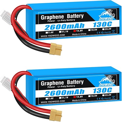 Miniatura 7 de YOWOO Paquete de 2 baterías de grafeno 3S 11.1V 2600mAh 130C Lipo con conector XT60 Baterías RC para E flite Valiant Parkzone E4F Wildcat Great