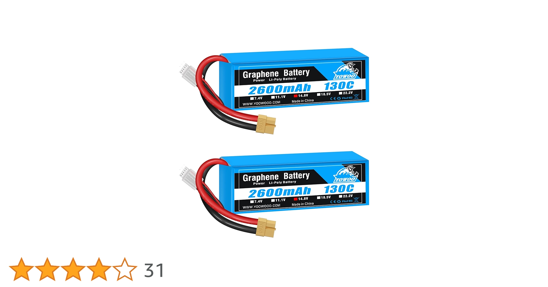 Amazon.co.jp: Yowoo 2パック LiPoバッテリー 14.8V 2600mAh