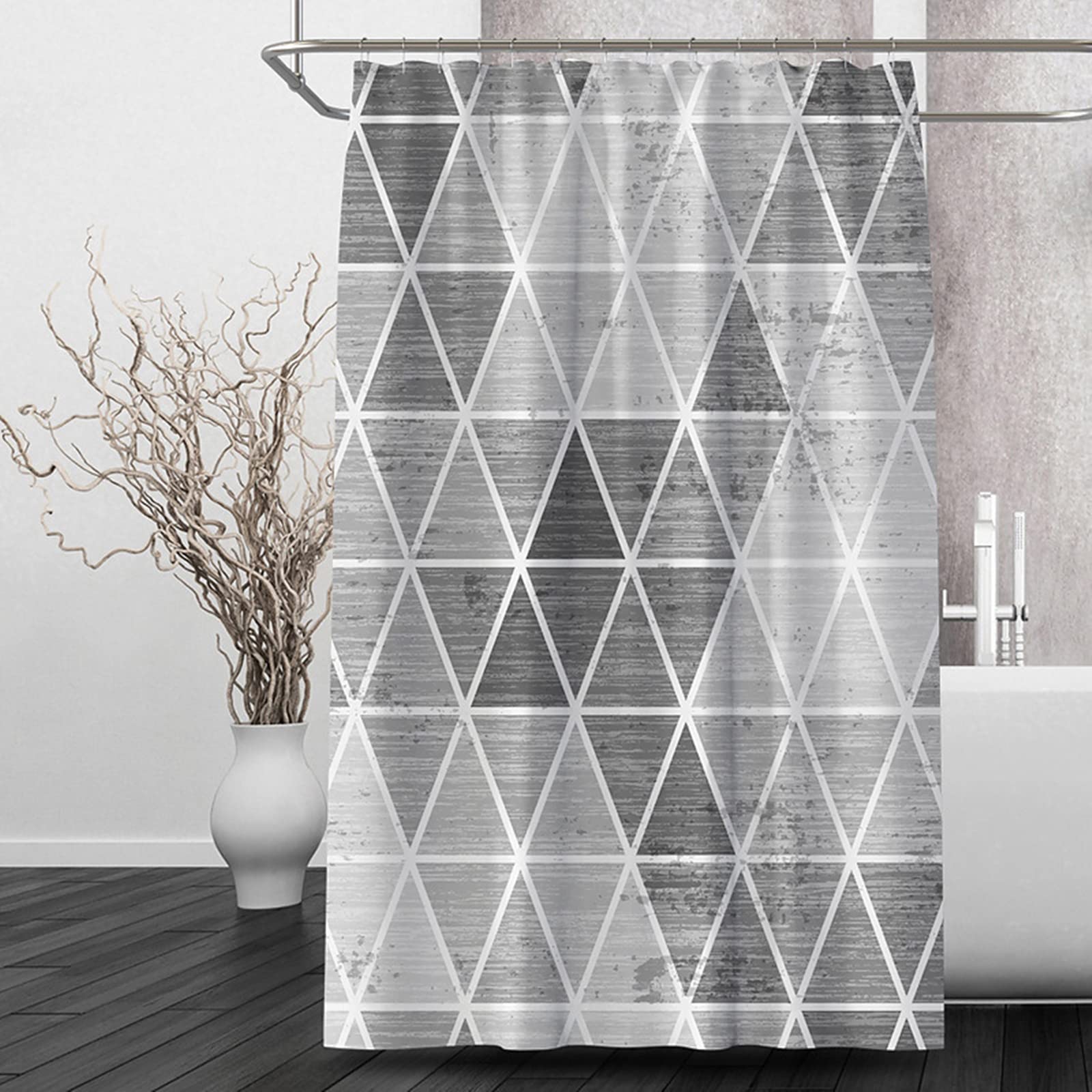Rideau douche réseau triangulaire gris KnSam moderne pour salle de bain design