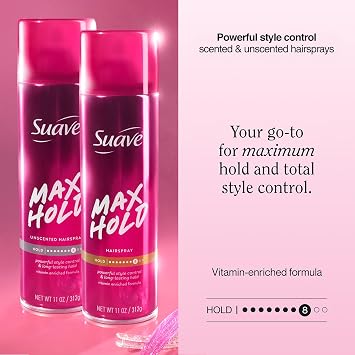 Suave Max Hold Aerosol Hairspray, Scented & Unscented 2-Pack, 11 Oz Ea