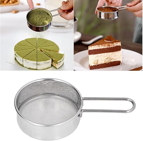 Miniatura 8 de Mini tamiz redondo de harina, colador pequeño, 40 malla profesional pequeño tamiz de harina para el hogar, panaderías, tiendas de pasteles.