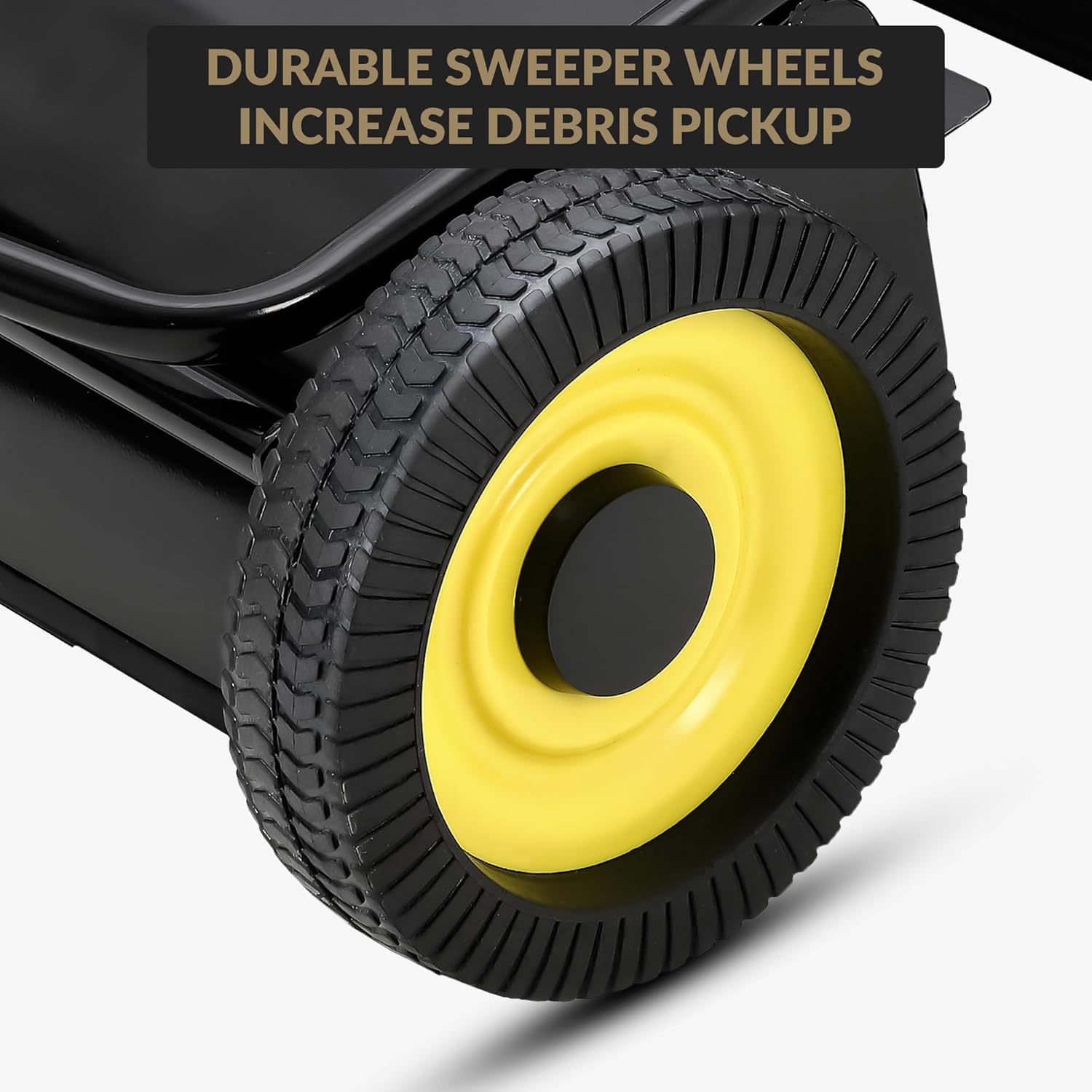 PeakPursuit 50" Lawn Sweeper Tow Behind, Heavy Duty Yard Sweeper Pull Behind with 26 Cu.Ft Large Hopper & Adjustable Sweeping Height, Universal Leaf Grass Collector for Tractor ATV UTV, Black