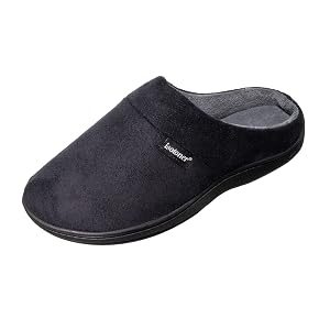 isotoner Mens Open Back Slipper with Memory Foam and Indoor Outdoor Sole