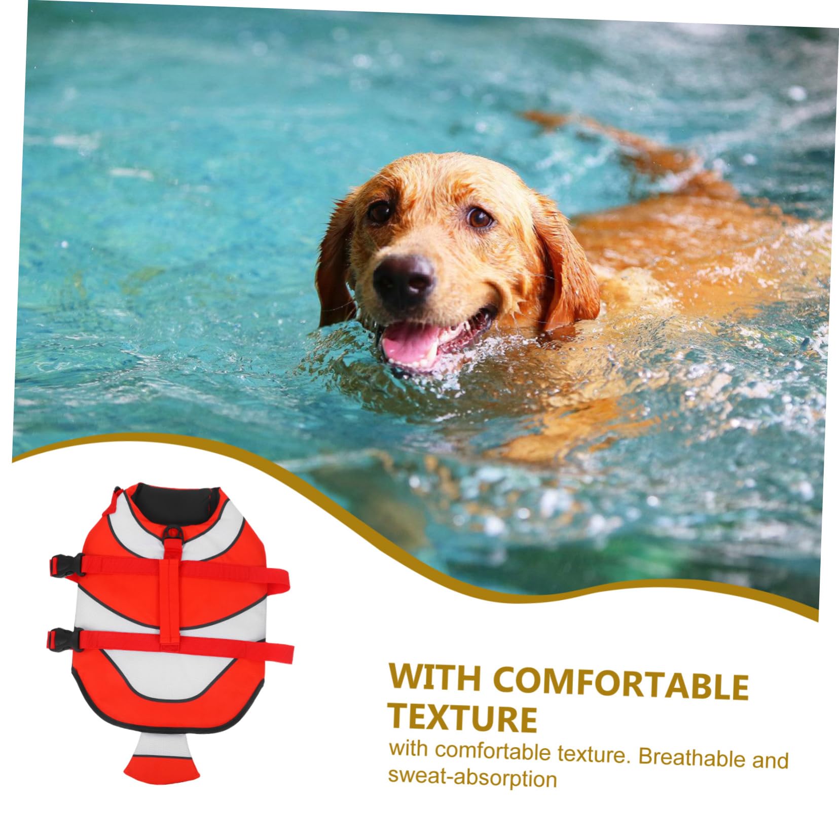 BESPORTBLE Buoyancy Jacket Pet Comfortable Texture Breathable Sweat-Absorbent Unique Clownfish Shape