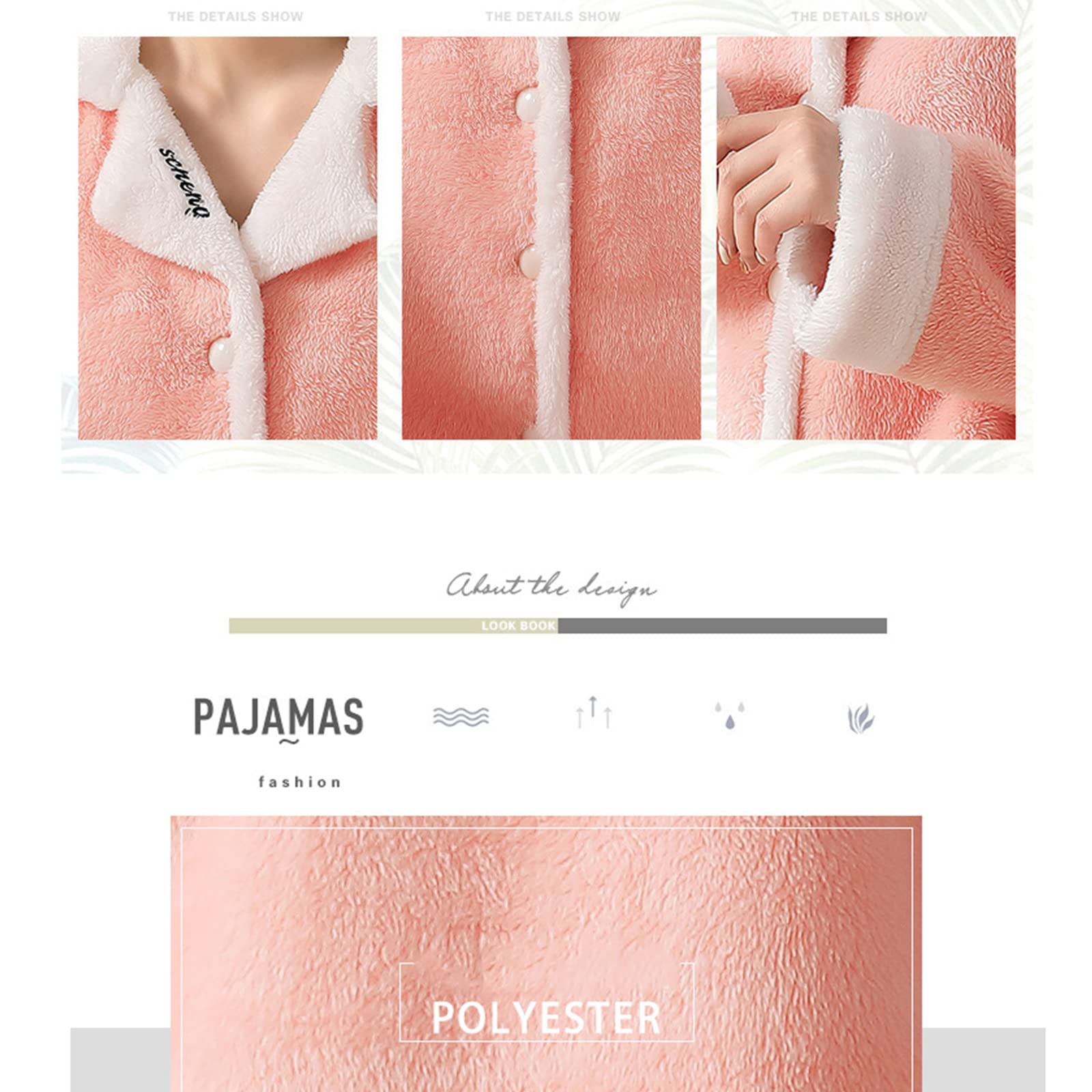 Herbst Winter Frauen Pyjama Set, Flanell Fleece, Warm, Langärmelig, Heimanzug, Nachtwäsche, Verdicken, Weiche Loungewear