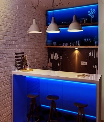 Miniatura 5 de Tira de luz LED azul impermeable, 16 pies16.4 ft SMD5050 300 LED DC12V cinta LED flexible cortable (sin enchufe de alimentación de 12 Vadaptador)