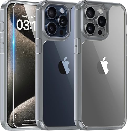 Miniatura 576 de TAURI Funda 3 en 1 para iPhone 13 Pro, [no amarilla] con 2 protectores de pantalla, funda delgada a prueba de golpes para iPhone 13 Pro, color negro