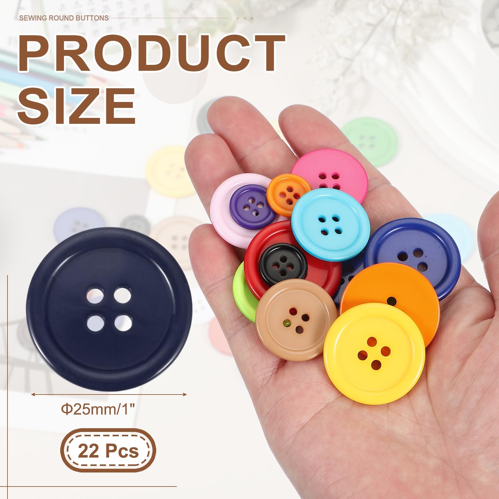 Amazon | uxcell 22個 ネイビーブルー 樹脂ボタン 1