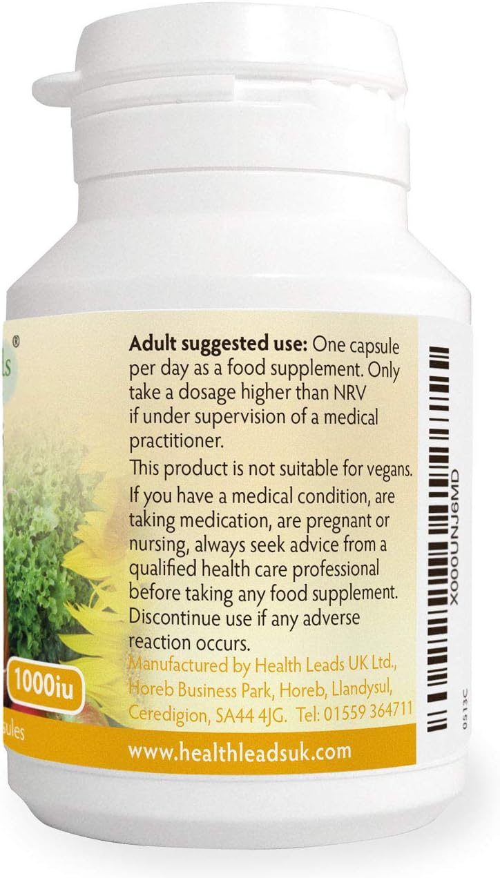 Vitamin D3 1000iu x 90 Capsules, Suitable for Vegetarians Magnesium Stearate Free - Image 4