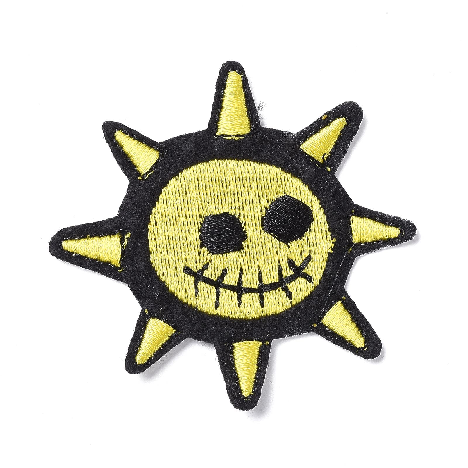 Airssory 20Pcs Computerized Embroidery Cloth Iron on Sew on Patches Costume Accessories Appliques for Backpacks Clothes Sun with Pirate Face - 61x59mm