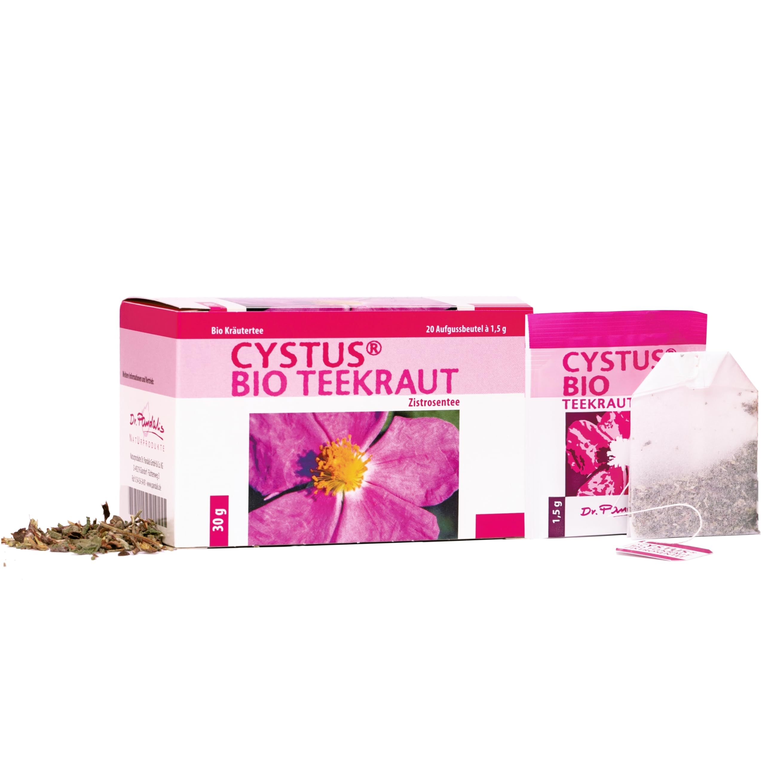 Dr. Pandalis - Zistrosentee - 1x 20 Cistus Tee Aufgussbeutel - Cistus Incanus Tee in Premium BIO-Qualität - Cystus Bio Tee - Das Original aus der Apotheke - Cystrosentee nach althergebrachter Weise