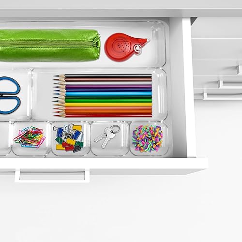 Miniatura 5 de Manaloom Bandeja organizadora de cajones de escritorio con 9 compartimentos de almacenamiento, para el hogar y la oficina, organizadores de cajones